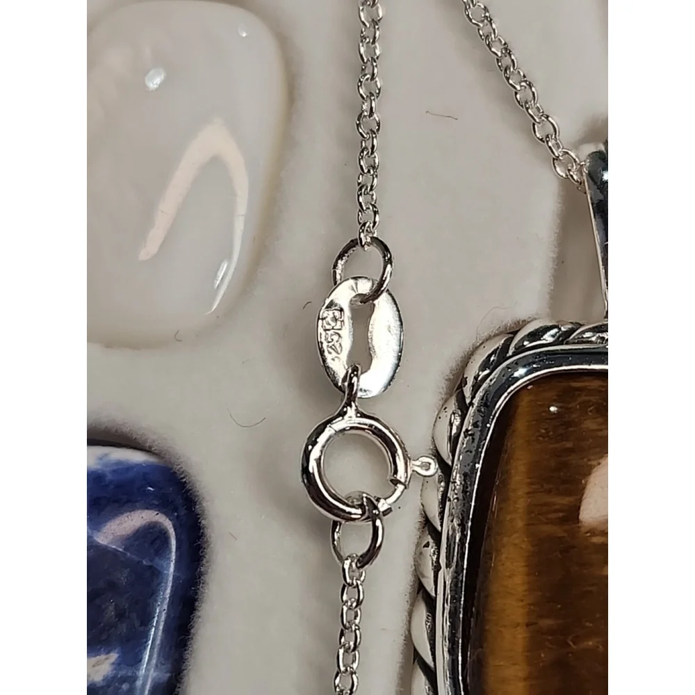 Madison Studios Sterling Silver Stone Pendant Necklace 18 Inch